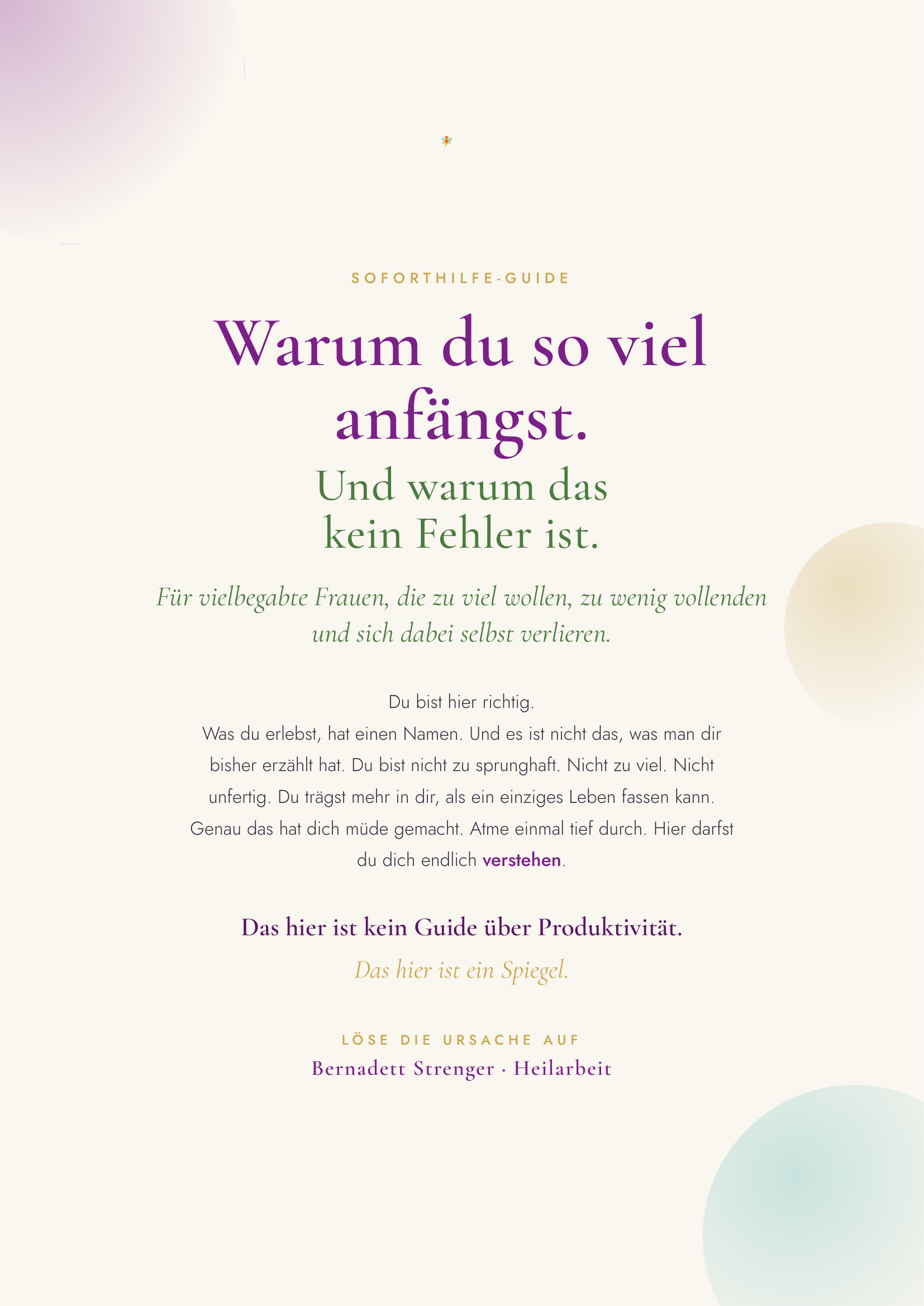 Cover des Guides: Warum du so viel anfängst. Und warum das kein Fehler ist.